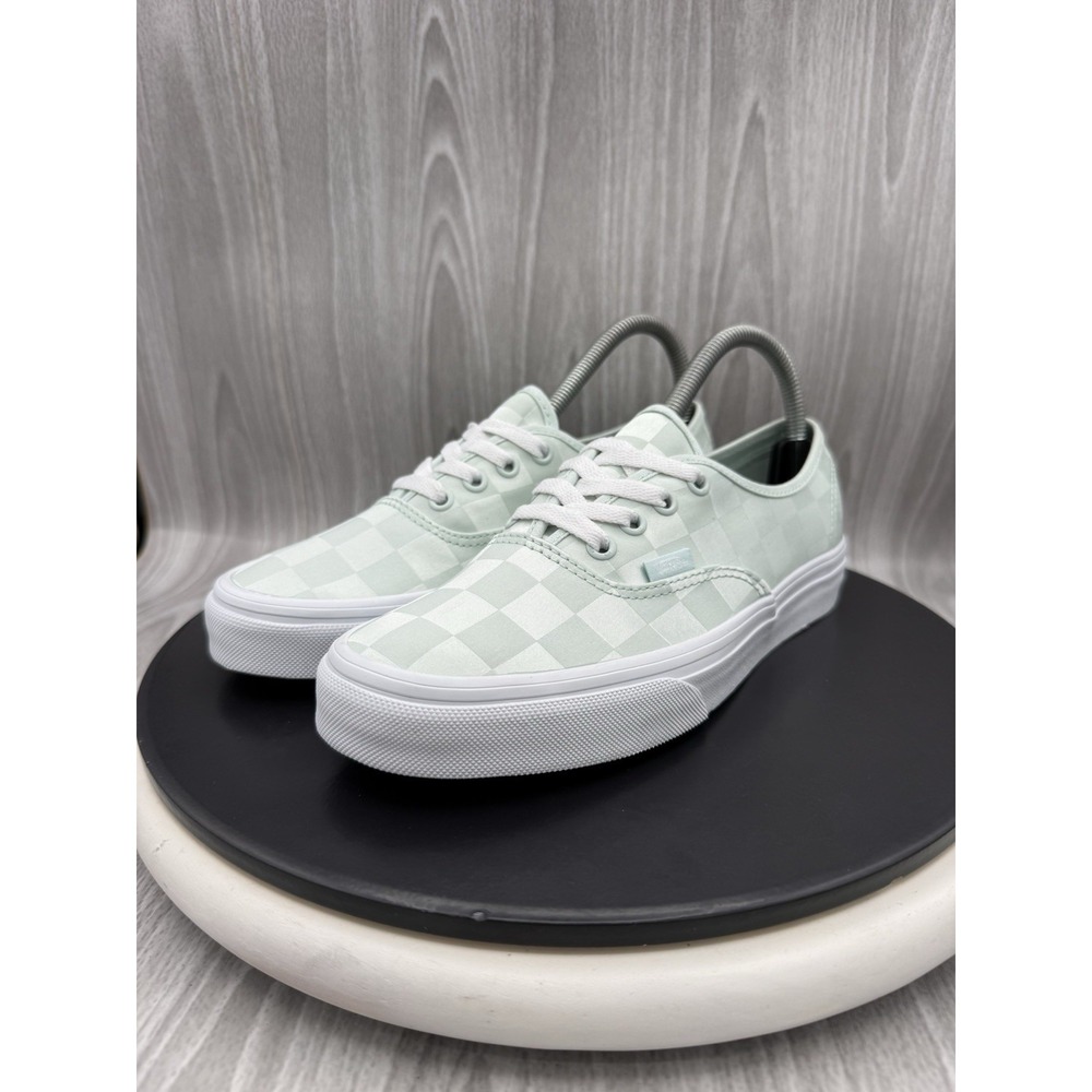 Vans Authentic Checkerboard Satin Womens Size 7.5 Light Mint Casual Shoes NEW